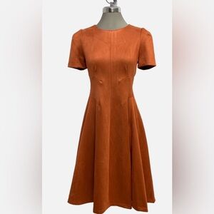 Calvin Klein Brown A-Line Midi Dress Crew Neck